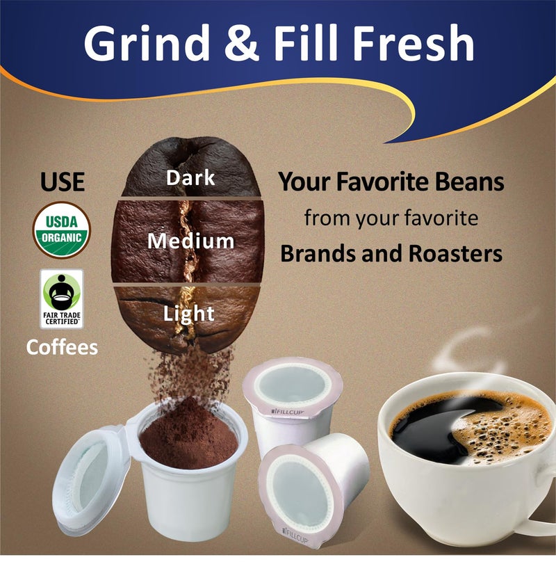 iFillCup 288 iFillCup Pods â€“ Use Your Favorite Coffee, Fits all K Cup Brewers, Make Your Own Pods in Seconds, Save $Hundreds A Year, DeepBrew Filter Holds 50% More Coffee for Richer Larger Brew (White) - Image 4